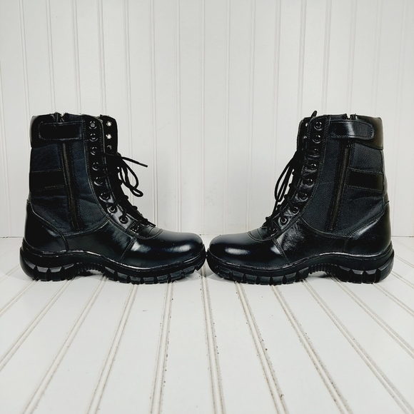 NEW  SSG Army Black Combat Lace Up Comfy Midi Military Boots  A1033 - Picture 7 of 12